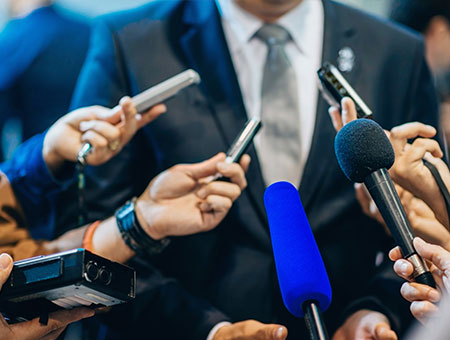 interview with microphones